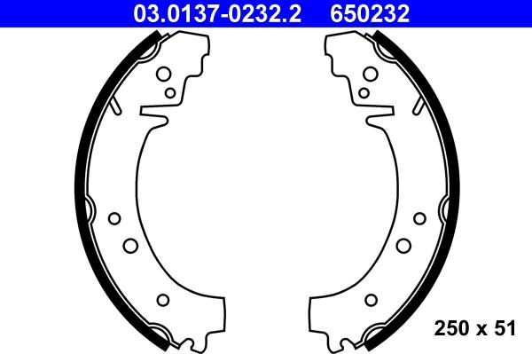 ATE 03.0137-0232.2 - Kit freno, freni a tamburo www.autoricambit.com