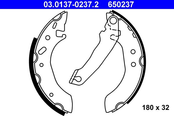 ATE 03.0137-0237.2 - Kit freno, freni a tamburo www.autoricambit.com