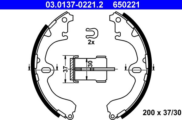 ATE 03.0137-0221.2 - Kit freno, freni a tamburo www.autoricambit.com