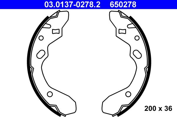 ATE 03.0137-0278.2 - Kit freno, freni a tamburo www.autoricambit.com