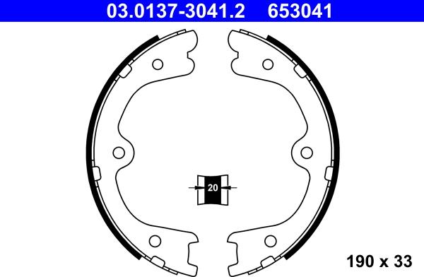 ATE 03.0137-3041.2 - Kit ganasce, Freno stazionamento www.autoricambit.com