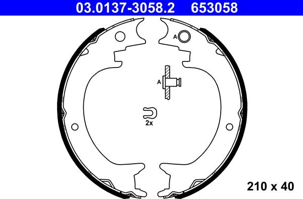 ATE 03.0137-3058.2 - Kit ganasce, Freno stazionamento www.autoricambit.com