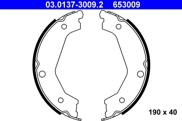 ATE 03.0137-3009.2 - Kit ganasce, Freno stazionamento www.autoricambit.com