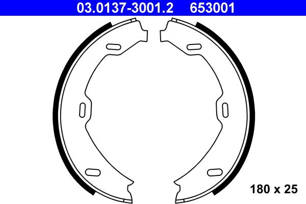 ATE 03.0137-3001.2 - Kit ganasce, Freno stazionamento www.autoricambit.com