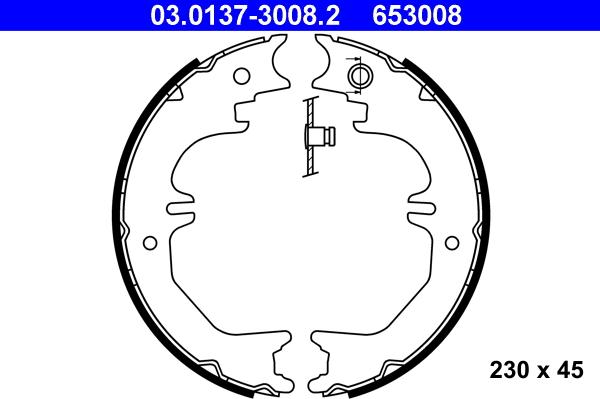 ATE 03.0137-3008.2 - Kit ganasce, Freno stazionamento www.autoricambit.com