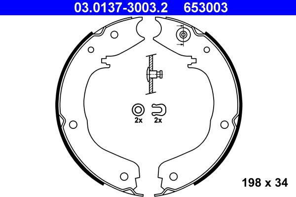 ATE 03.0137-3003.2 - Kit ganasce, Freno stazionamento www.autoricambit.com