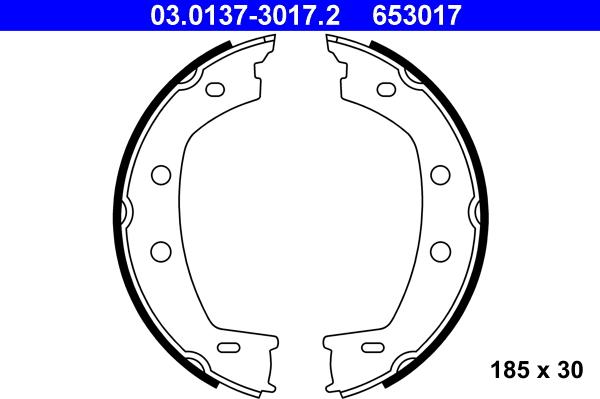 ATE 03.0137-3017.2 - Kit ganasce, Freno stazionamento www.autoricambit.com