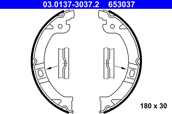 ATE 03.0137-3037.2 - Kit ganasce, Freno stazionamento www.autoricambit.com