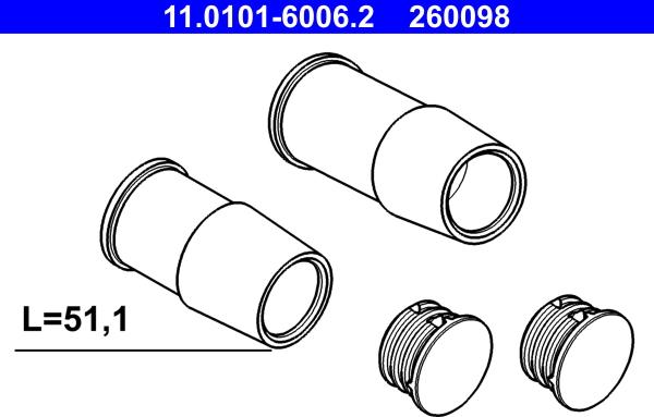 ATE 11.0101-6006.2 - Kit manicotti di guida, Pinza freno www.autoricambit.com