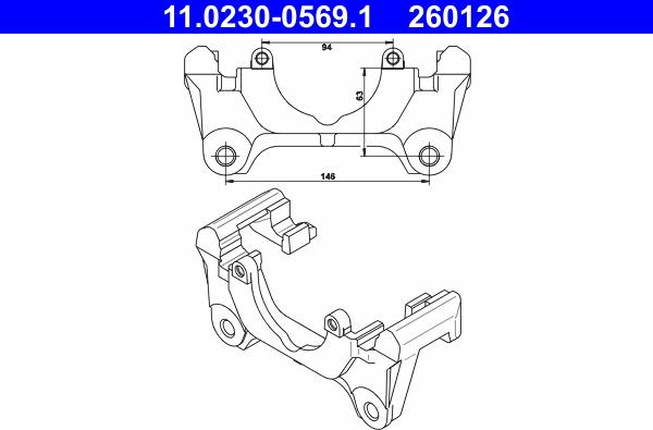 ATE 11.0230-0569.1 - Supporto, Pinza freno www.autoricambit.com