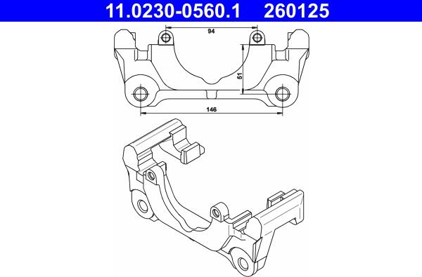 ATE 11.0230-0560.1 - Supporto, Pinza freno www.autoricambit.com