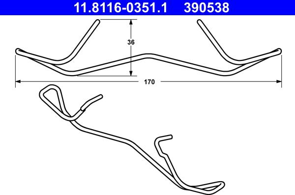 ATE 11.8116-0351.1 - Molla, Pinza freno www.autoricambit.com