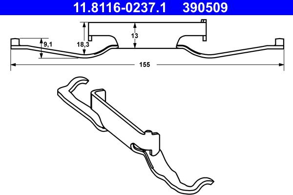 ATE 11.8116-0237.1 - Molla, Pinza freno www.autoricambit.com