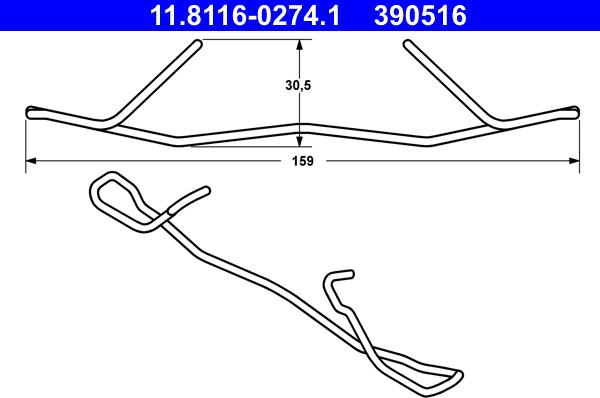 ATE 11.8116-0274.1 - Molla, Pinza freno www.autoricambit.com