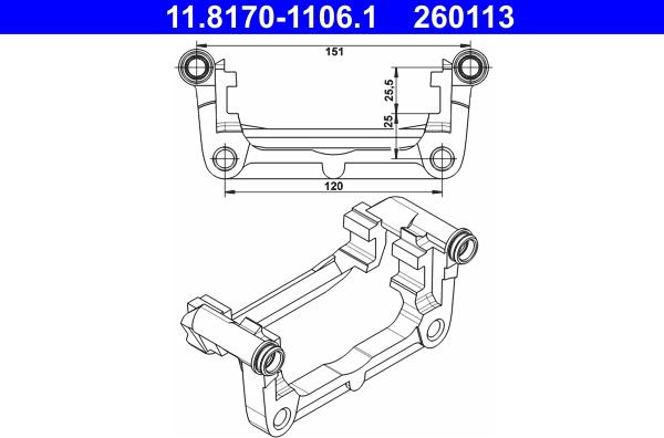 ATE 11.8170-1106.1 - Supporto, Pinza freno www.autoricambit.com