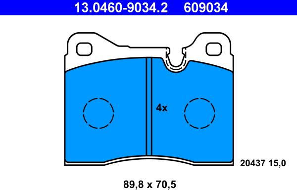 ATE 13.0460-9034.2 - Kit pastiglie freno, Freno a disco www.autoricambit.com