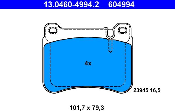 ATE 13.0460-4994.2 - Kit pastiglie freno, Freno a disco www.autoricambit.com