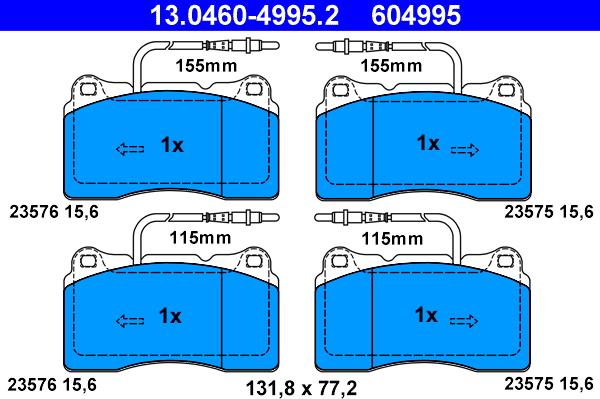 ATE 13.04604995.2 - Kit pastiglie freno, Freno a disco www.autoricambit.com