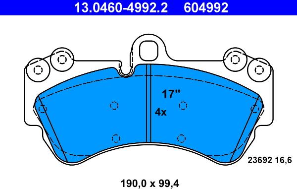 ATE 13.0460-4992.2 - Kit pastiglie freno, Freno a disco www.autoricambit.com