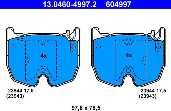 ATE 13.0460-4997.2 - Kit pastiglie freno, Freno a disco www.autoricambit.com