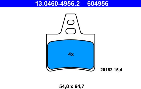 ATE 13.0460-4956.2 - Kit pastiglie freno, Freno a disco www.autoricambit.com