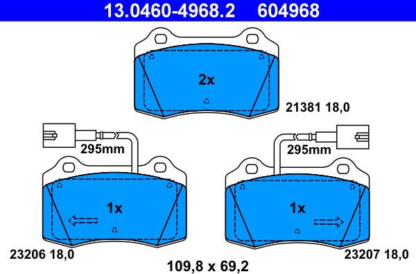 ATE 13.04604968.2 - Kit pastiglie freno, Freno a disco www.autoricambit.com