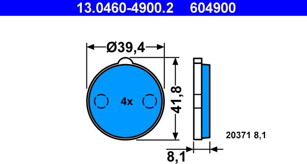 ATE 13.04604900.2 - Kit pastiglie freno, Freno a disco www.autoricambit.com