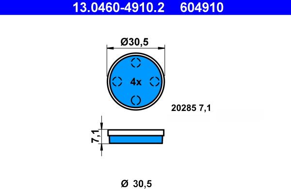 ATE 13.0460-4910.2 - Kit pastiglie freno, Freno a disco www.autoricambit.com