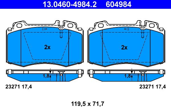 ATE 13.0460-4984.2 - Kit pastiglie freno, Freno a disco www.autoricambit.com