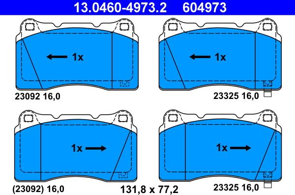 ATE 13.04604973.2 - Kit pastiglie freno, Freno a disco www.autoricambit.com