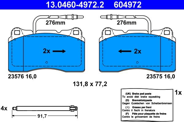 ATE 13.04604972.2 - Kit pastiglie freno, Freno a disco www.autoricambit.com