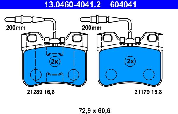 ATE 13.0460-4041.2 - Kit pastiglie freno, Freno a disco www.autoricambit.com