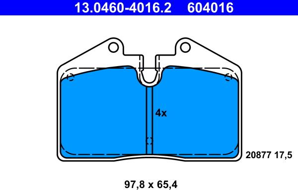 ATE 13.0460-4016.2 - Kit pastiglie freno, Freno a disco www.autoricambit.com