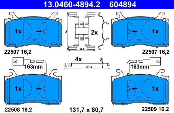 ATE 13.0460-4894.2 - Kit pastiglie freno, Freno a disco www.autoricambit.com