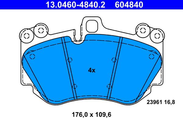 ATE 13.0460-4840.2 - Kit pastiglie freno, Freno a disco www.autoricambit.com