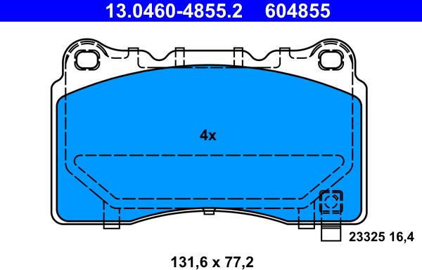 ATE 13.0460-4855.2 - Kit pastiglie freno, Freno a disco www.autoricambit.com