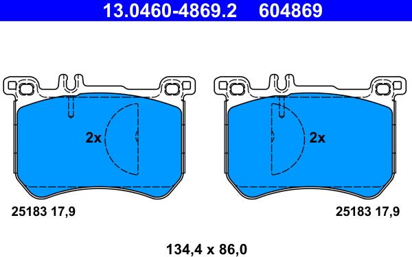 ATE 13.0460-4869.2 - Kit pastiglie freno, Freno a disco www.autoricambit.com