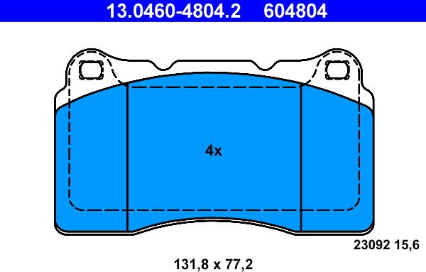 ATE 13.0460-4804.2 - Kit pastiglie freno, Freno a disco www.autoricambit.com