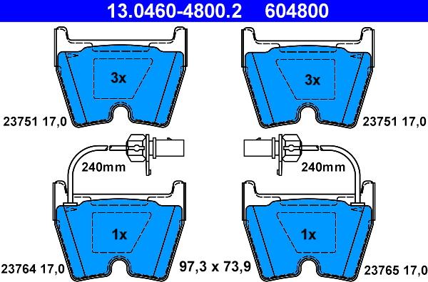 ATE 13.0460-4800.2 - Kit pastiglie freno, Freno a disco www.autoricambit.com