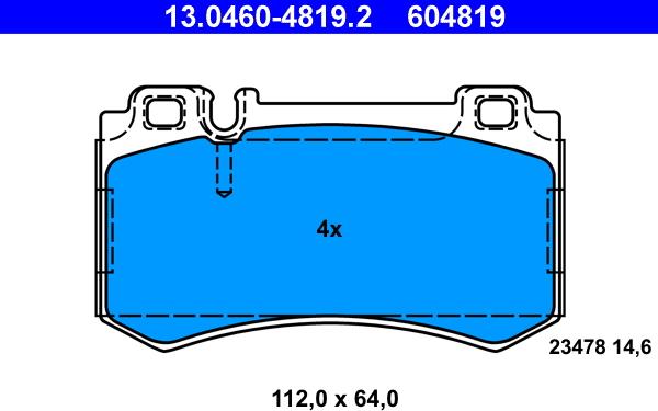 ATE 13.0460-4819.2 - Kit pastiglie freno, Freno a disco www.autoricambit.com