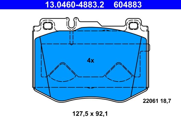 ATE 13.0460-4883.2 - Kit pastiglie freno, Freno a disco www.autoricambit.com