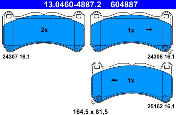 ATE 13.04604887.2 - Kit pastiglie freno, Freno a disco www.autoricambit.com