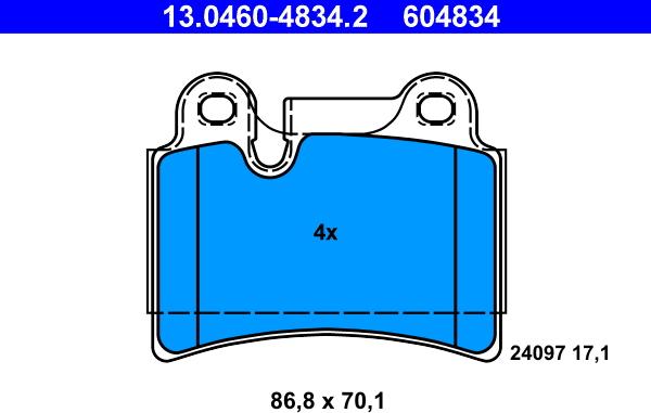 ATE 13.0460-4834.2 - Kit pastiglie freno, Freno a disco www.autoricambit.com