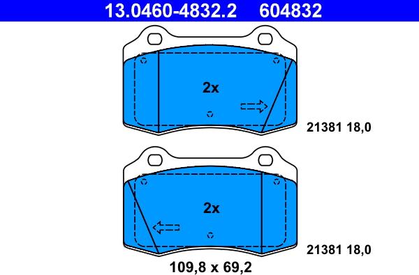 ATE 13.0460-4832.2 - Kit pastiglie freno, Freno a disco www.autoricambit.com