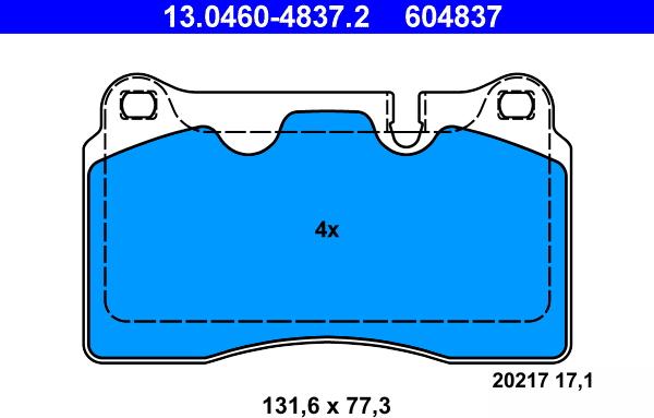 ATE 13.04604837.2 - Kit pastiglie freno, Freno a disco www.autoricambit.com