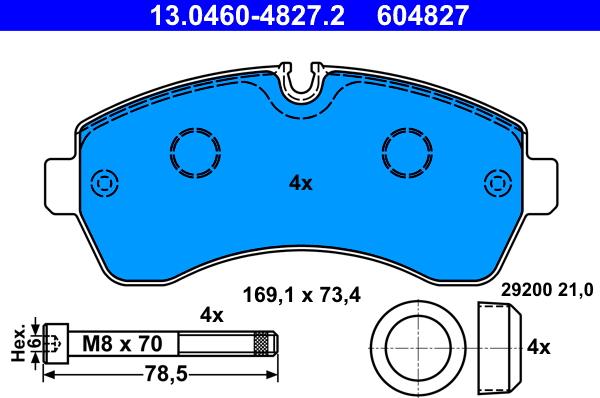 ATE 13.0460-4827.2 - Kit pastiglie freno, Freno a disco www.autoricambit.com