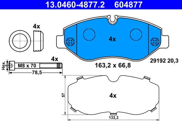 ATE 13.0460-4877.2 - Kit pastiglie freno, Freno a disco www.autoricambit.com