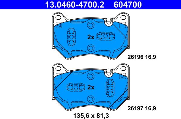 ATE 13.0460-4700.2 - Kit pastiglie freno, Freno a disco www.autoricambit.com