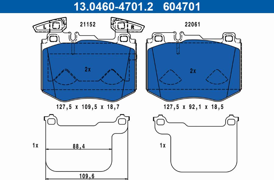 ATE 13.0460-4701.2 - Kit pastiglie freno, Freno a disco www.autoricambit.com