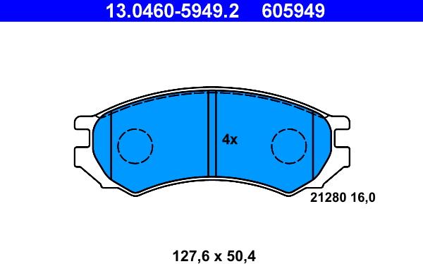 ATE 13.0460-5949.2 - Kit pastiglie freno, Freno a disco www.autoricambit.com